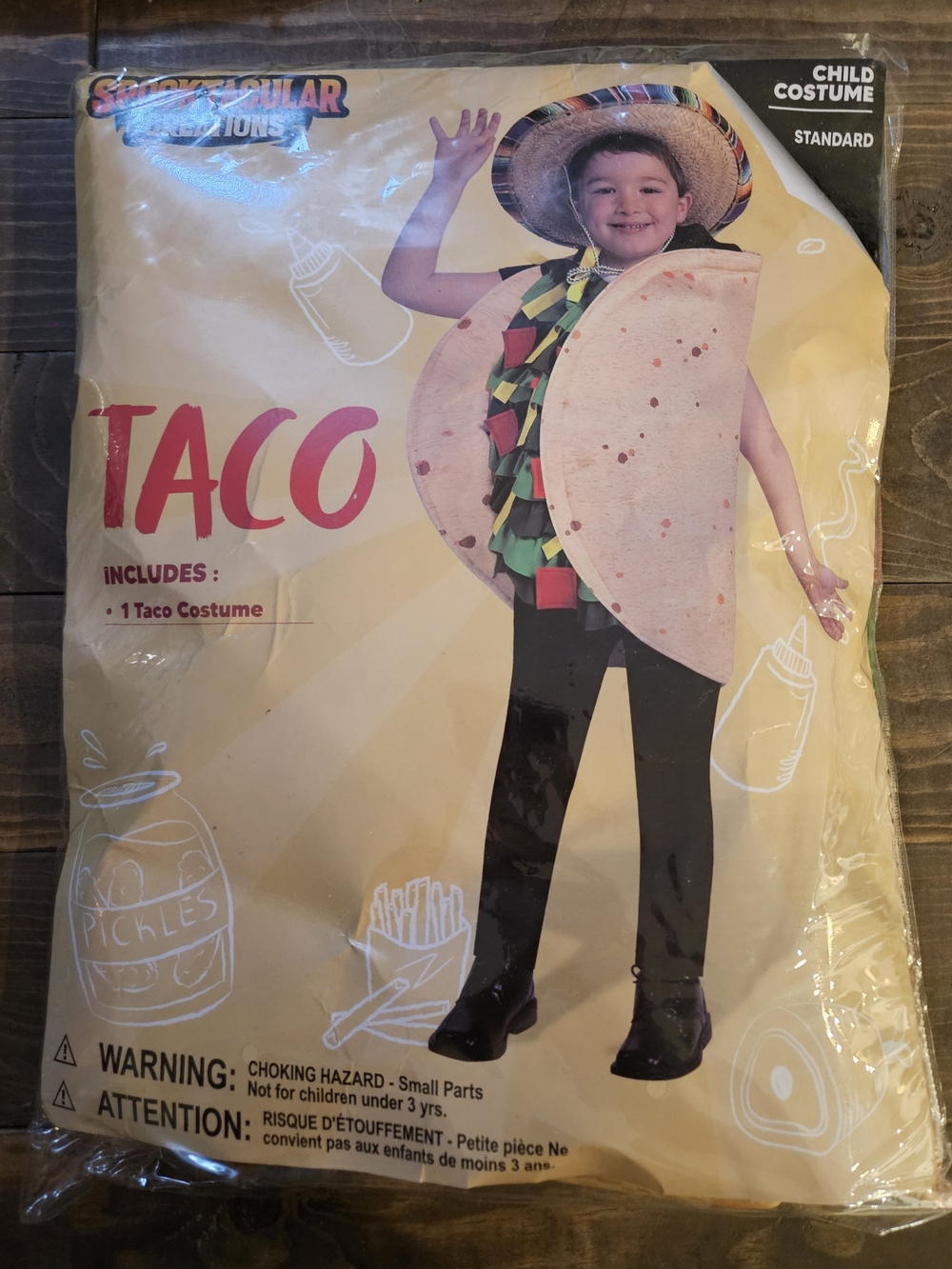 Kids Taco Costume - Cream Tortilla with Colorful Toppings